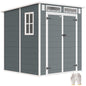 Plastic Garden Storage Shed 6 X 6 Ft Dark Grey Aluminium Frame Double Doors