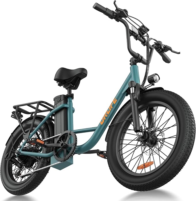 URLIFE Electric Bikes for Adults, 20" Fat Tire E Bike with 7 Speed, 48V 13Ah/15.6Ah Removable Battery